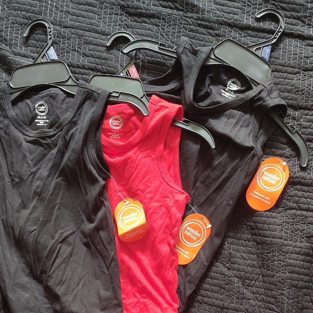 Men's Black and Red Tank Tops